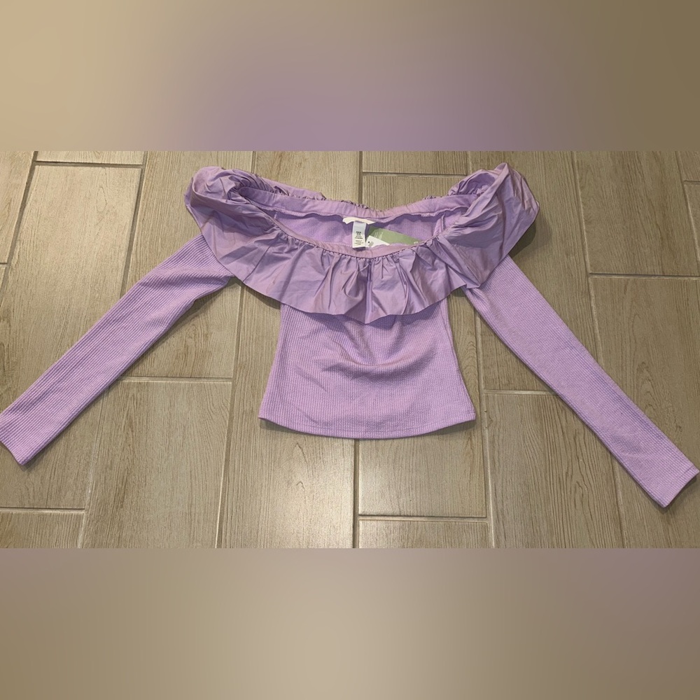 H&M Lilac Off-Shoulder Ruffle Blouse